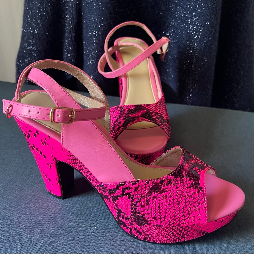 Pink Snakeskin Women's Heels